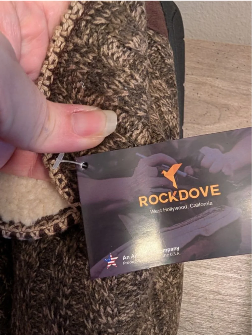 ROCKDOVE Brown Beige Knit Slippers Size 11